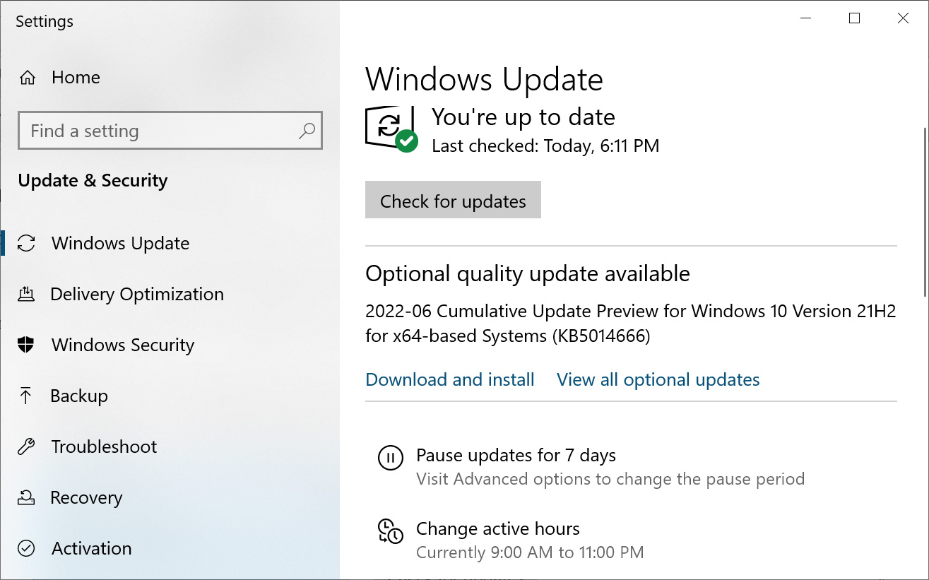 Windows 10 KB5014666 cumulative update preview