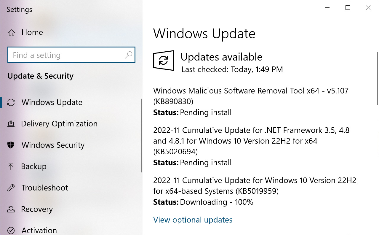 Windows 10 KB5019959 update