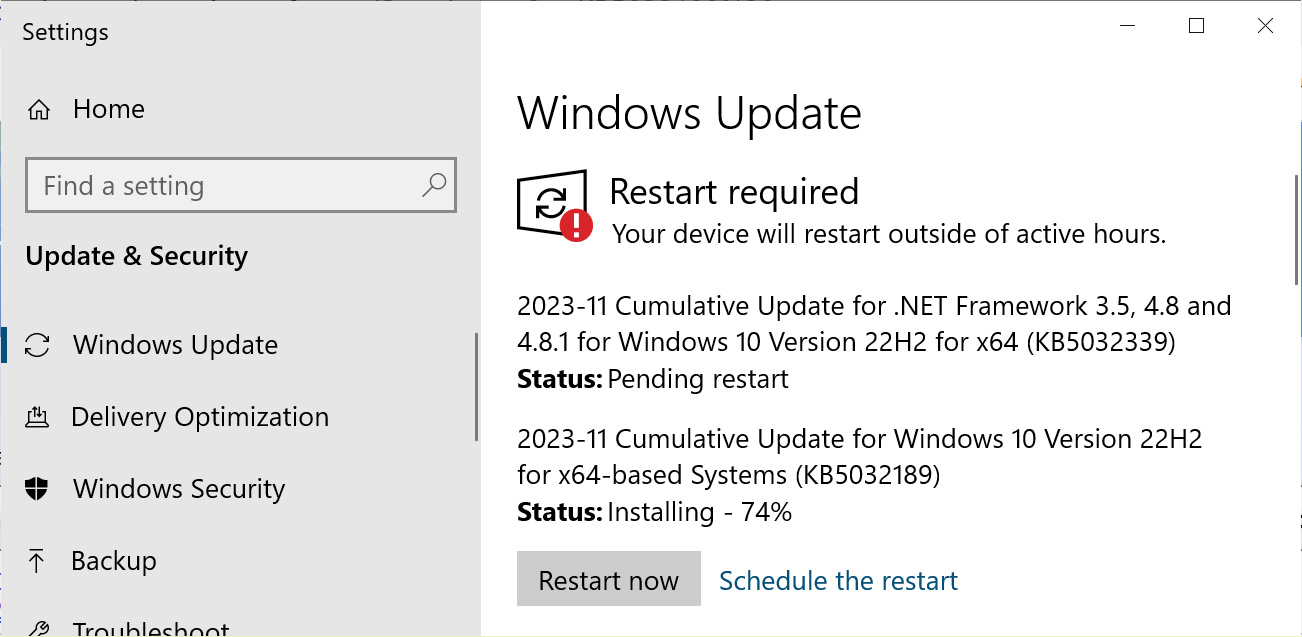 Windows 10 KB5032189 cumulative update preview
