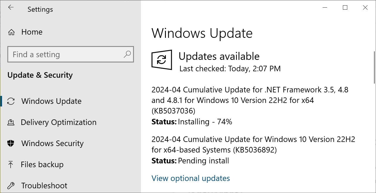 Windows 10 KB5036892 cumulative update preview