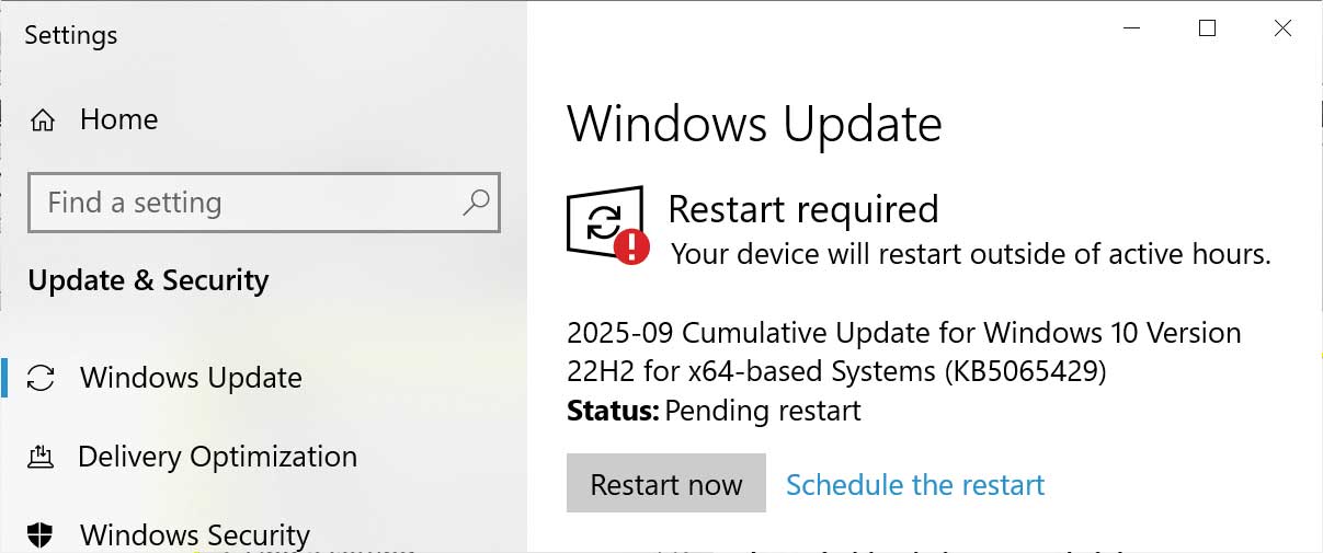 Windows 10 KB5065429 update includes 14 changes and fixes 2 Windows 10 KB5065429 update
