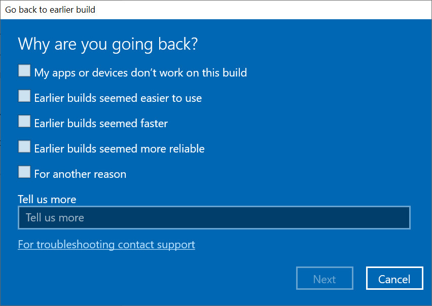 Why are you uninstalling Windows 10 20H2 screen