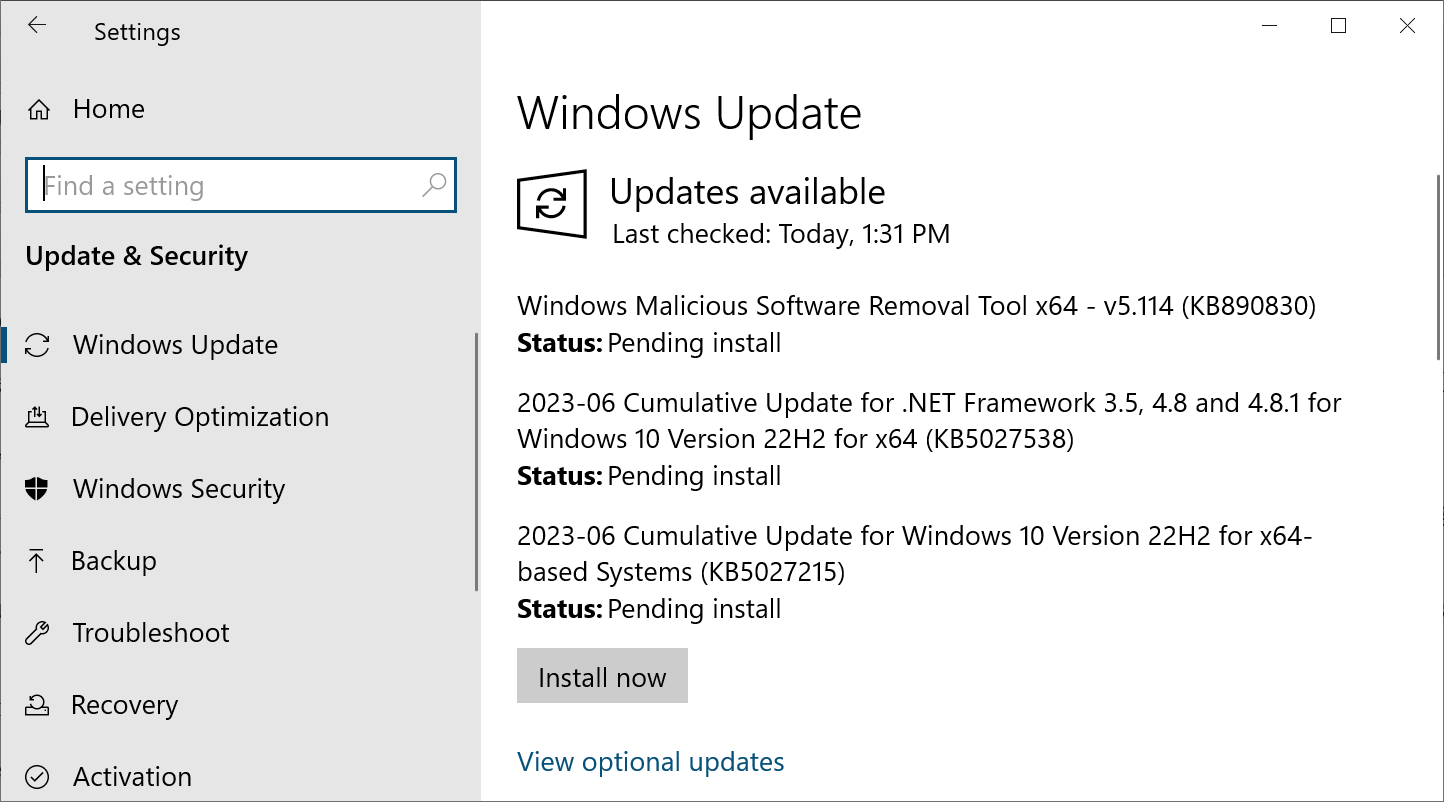 Windows 10 22H2 KB5027215 update