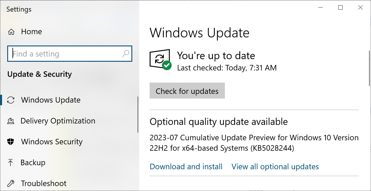 Windows 10 KB5028244 cumulative update preview
