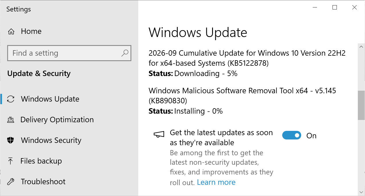 Windows 10 KB5122878 update