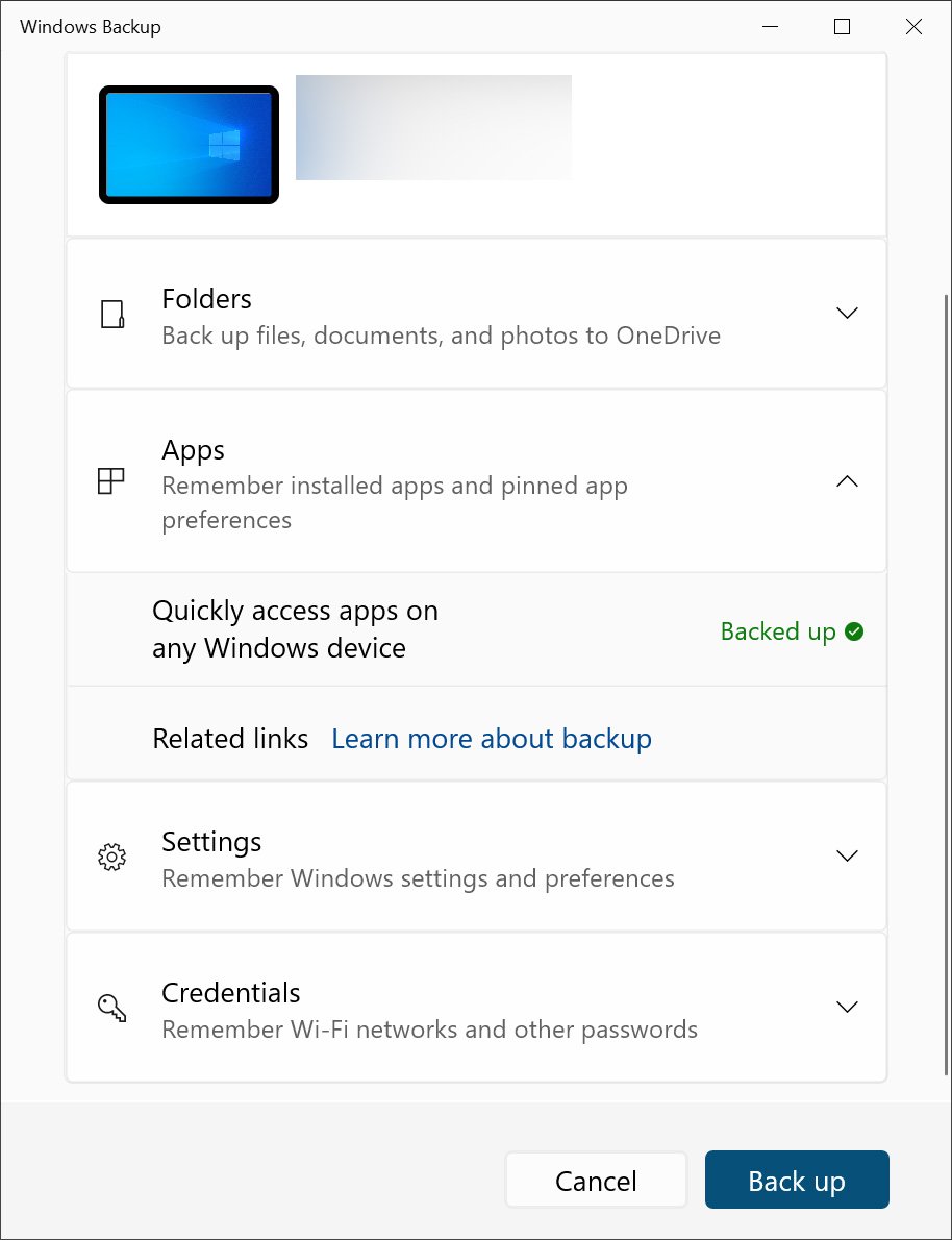 New Windows Backup app for Windows 10
