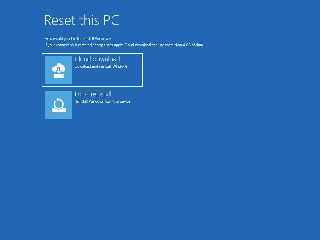 Reset this PC from recovery environment