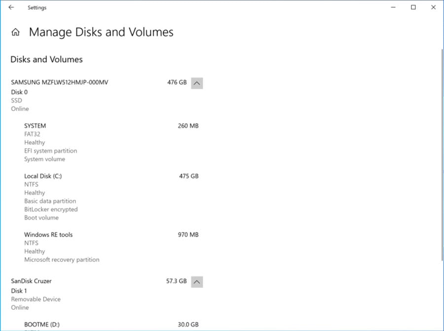 New modern Disk Management settings