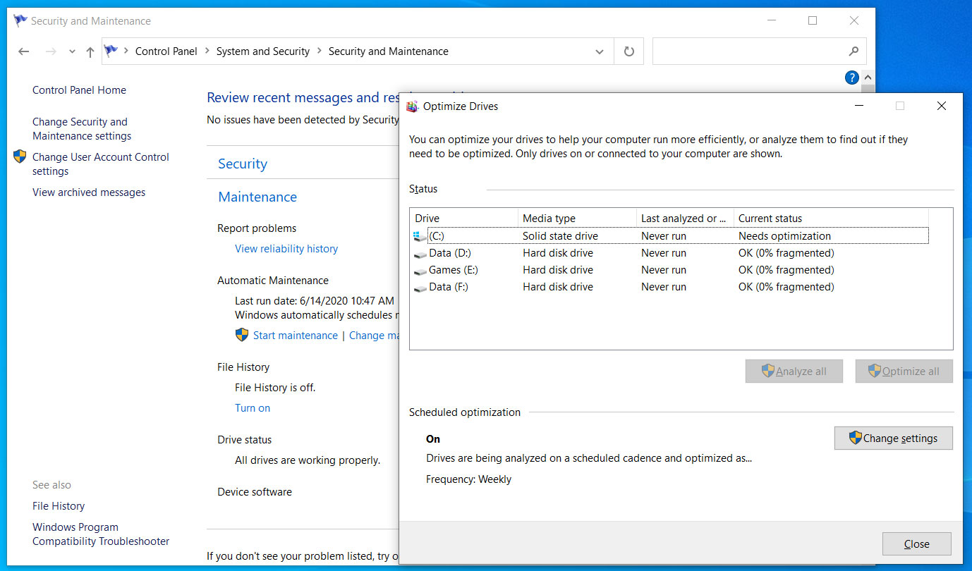 Windows 10 Defragger bug defrags too often