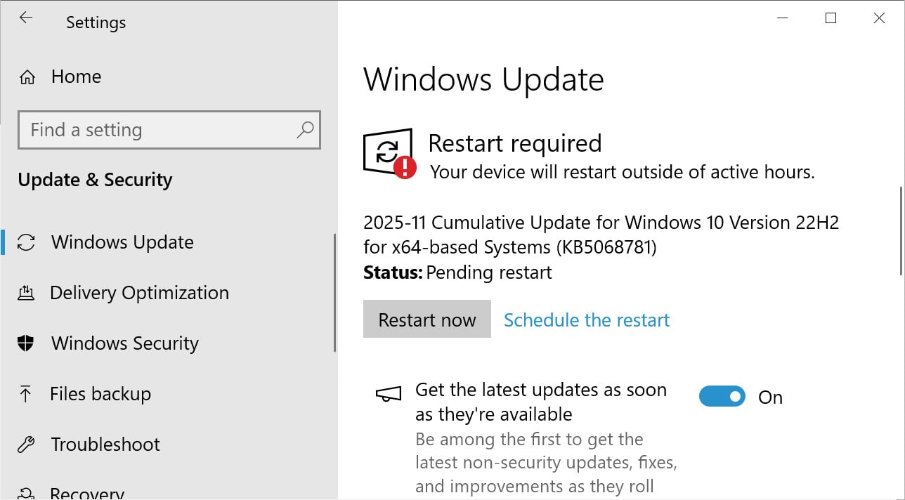 Windows 10 KB5068781 update