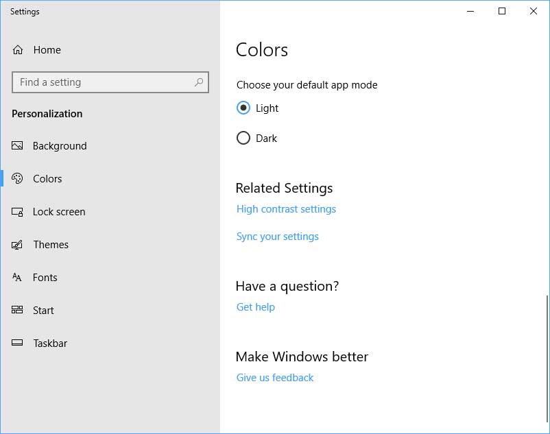 App Mode Colors Setting