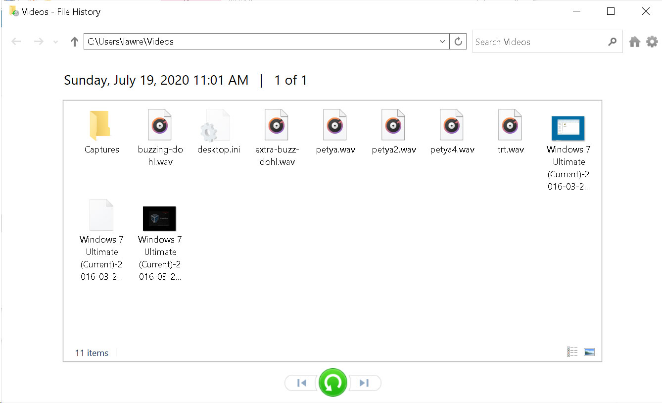 Restore files from File History