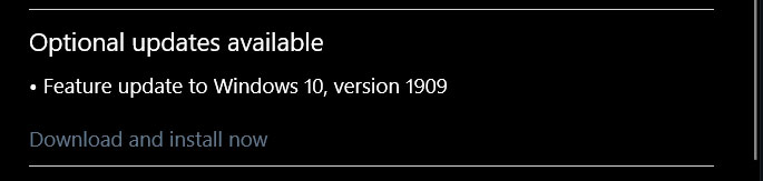 Windows 10 1909 offered to Insiders