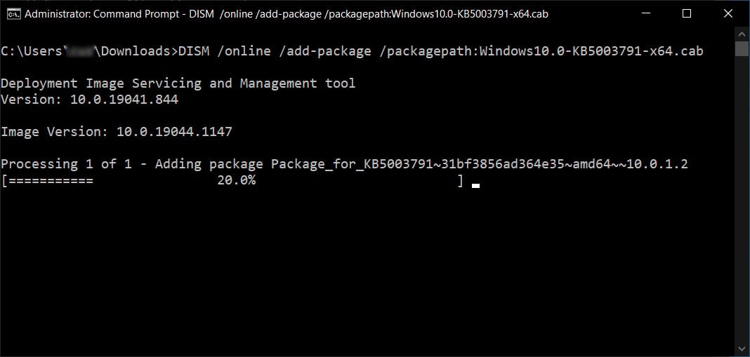 Installing the enablement package with DISM