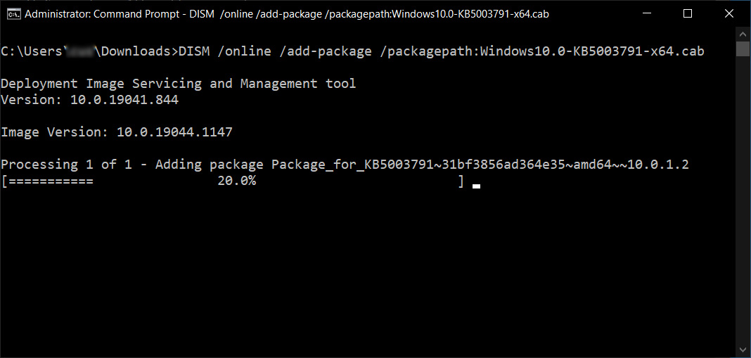 Installing the enablement package with DISM