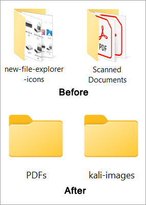 Current folder icons vs Fluent