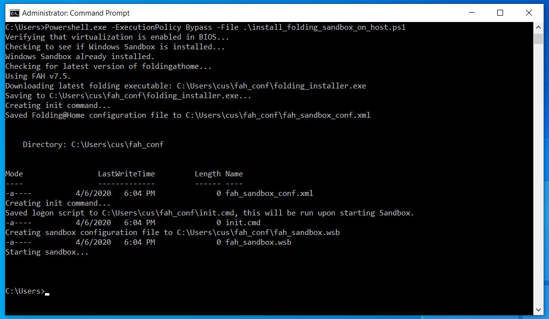 PowerShell script installing Folding@Home