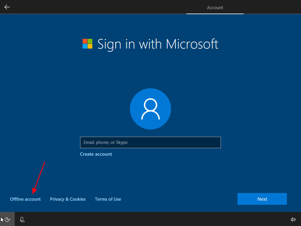 Create an Offline or Local Account
