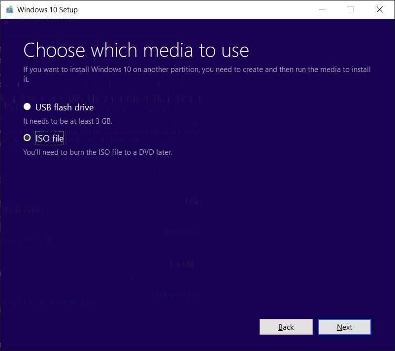 Select ISO file
