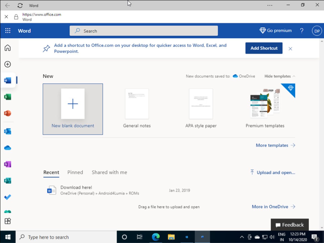 Word progressive web app