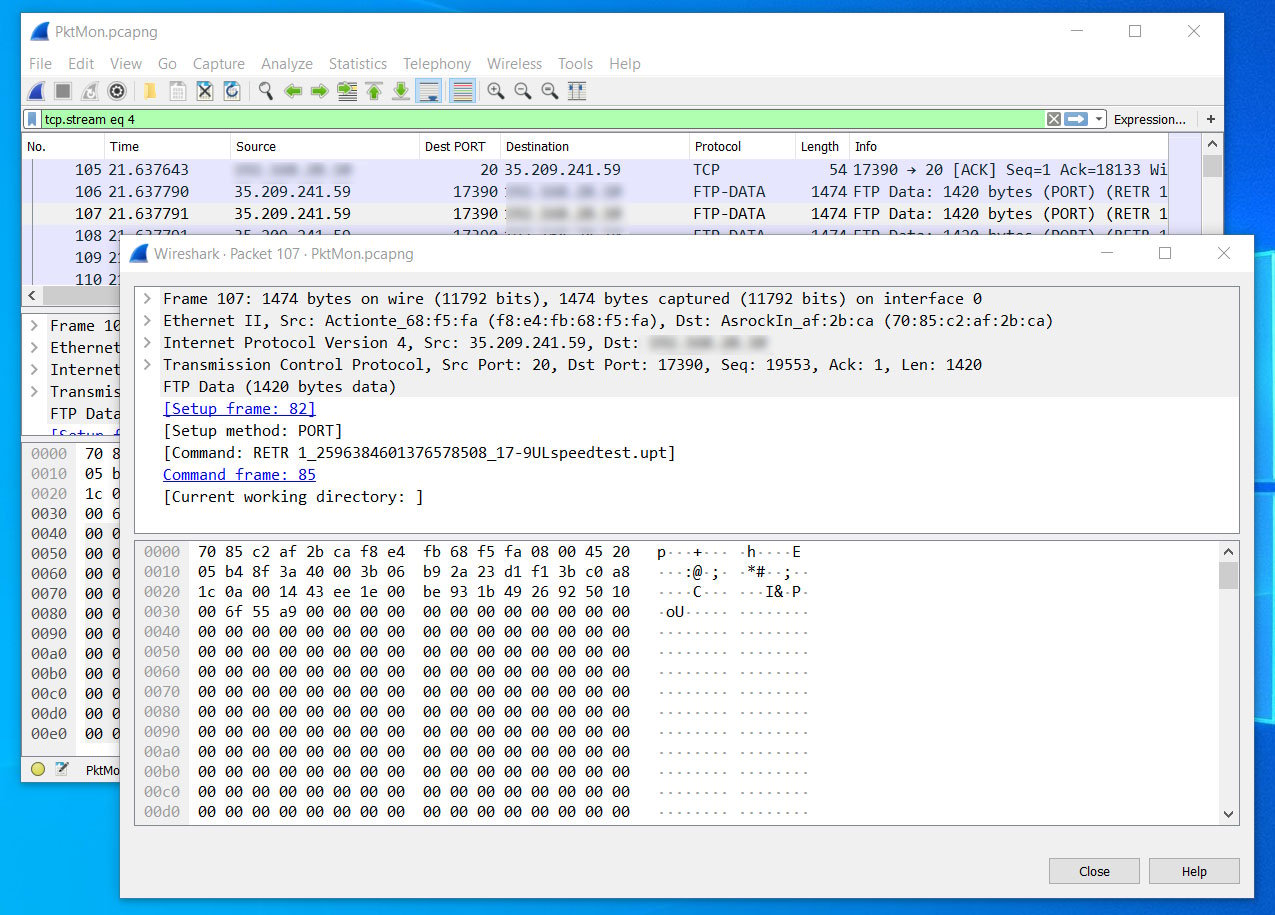 Viewing traffic in Wireshark