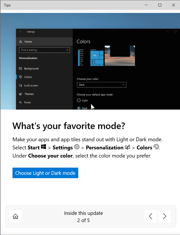 New Microsoft Tips experience