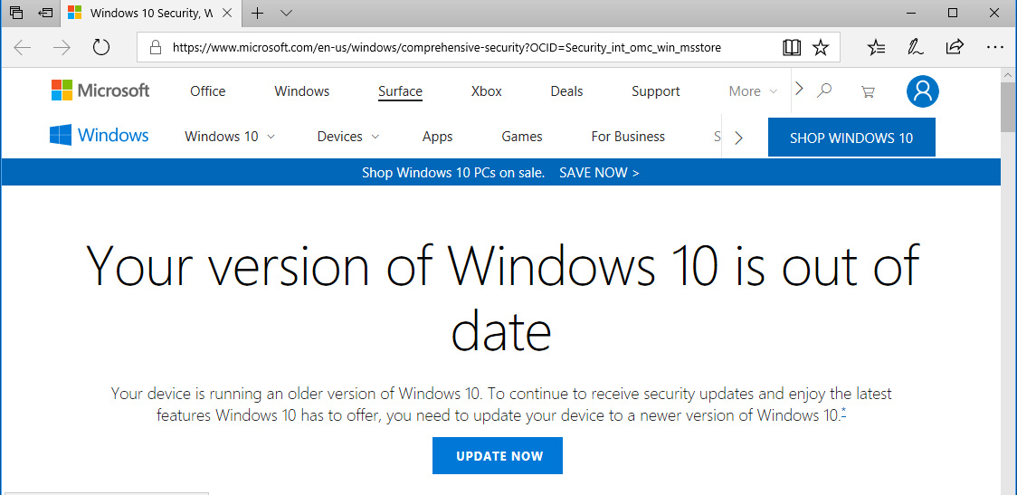 Microsoft Security Page