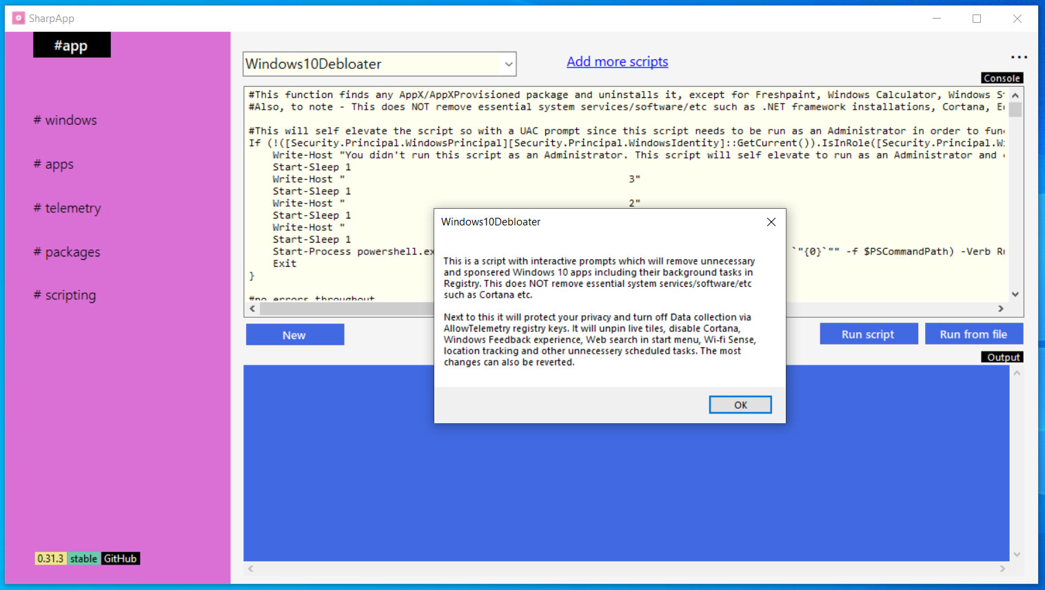 Windows10DeBloater