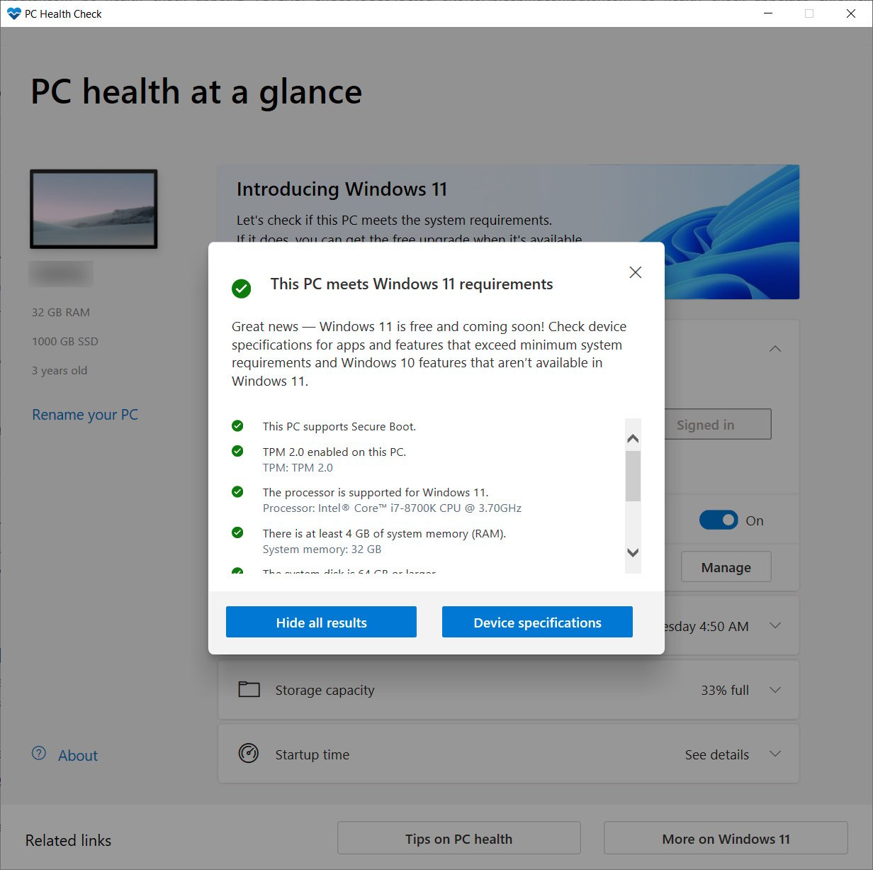 PC Health Check application