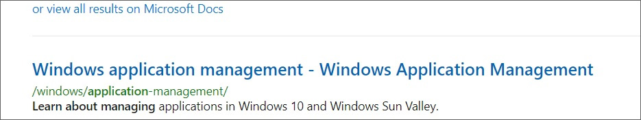 Reference to Windows 10 Sun Valley in Microsoft documentation site