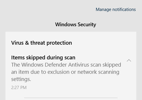 Alerta de Windows Defender causada por este error