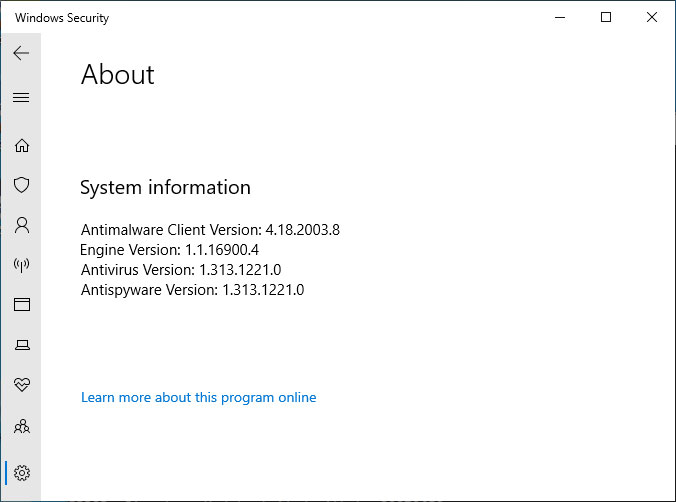 Windows Defender definitions