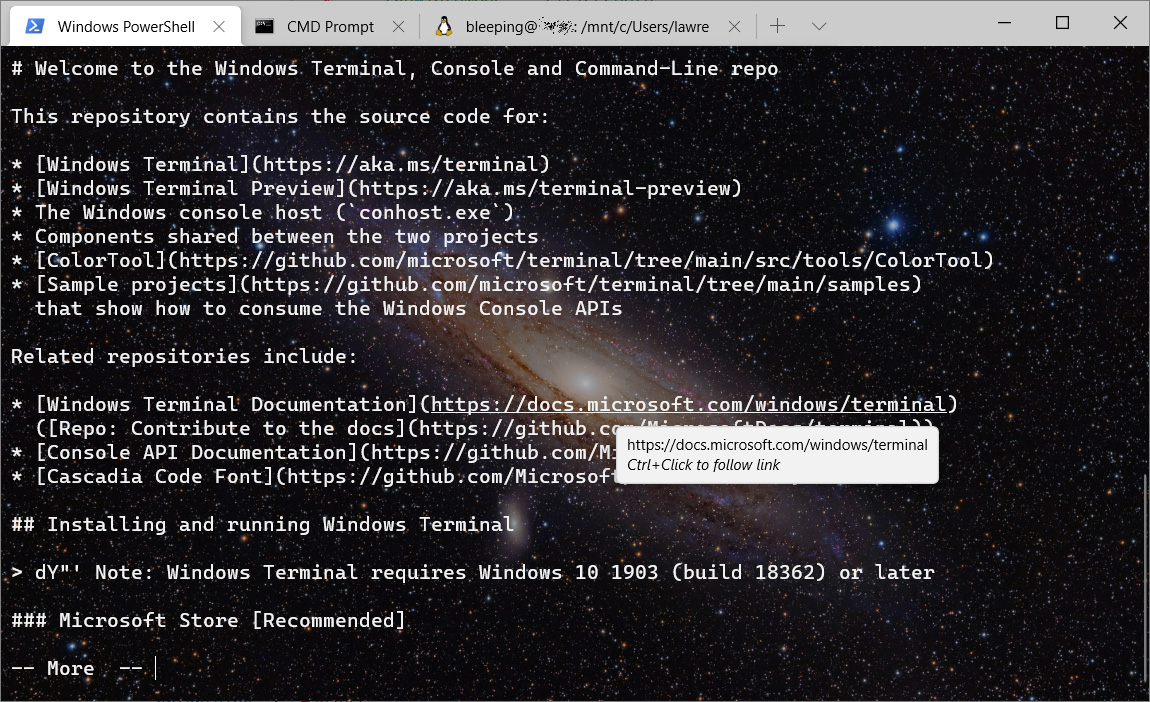 Windows Terminal hyperlink support