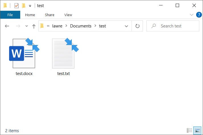 Compressed files in Windows 10