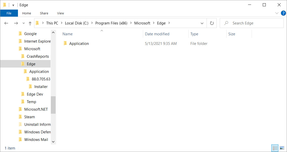 Empty Edge folder