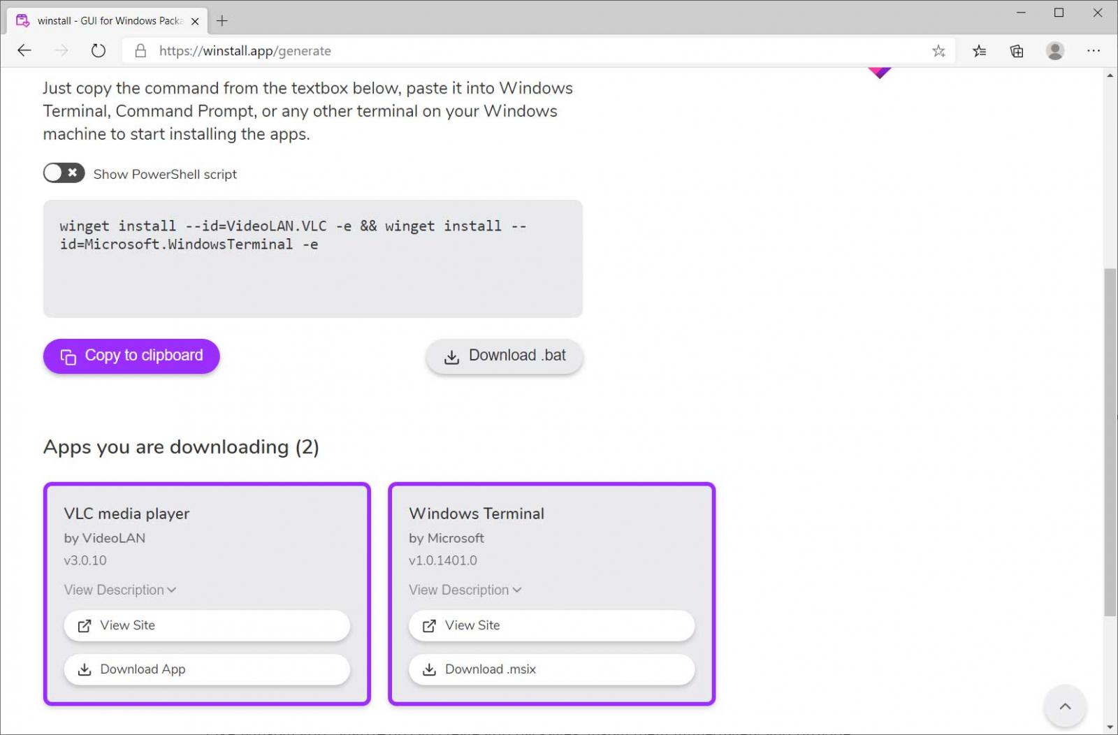 Use Winstall to generate Winget commands