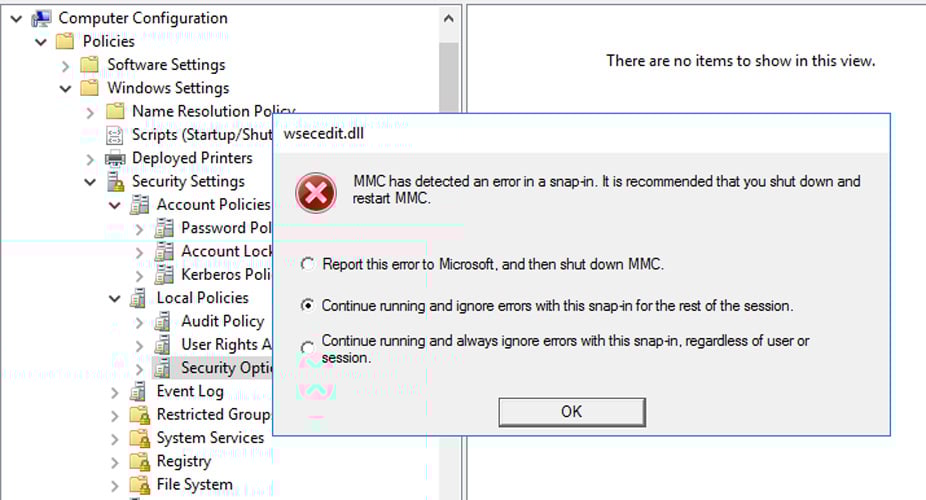 Group Policy Editor error
