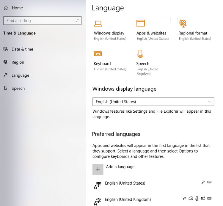 Language Line Settings Windows 10 Insider Build 18922 Released With Updated Feedback Hub