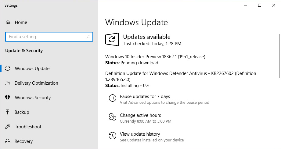 Installing Windows 10 Build 18362