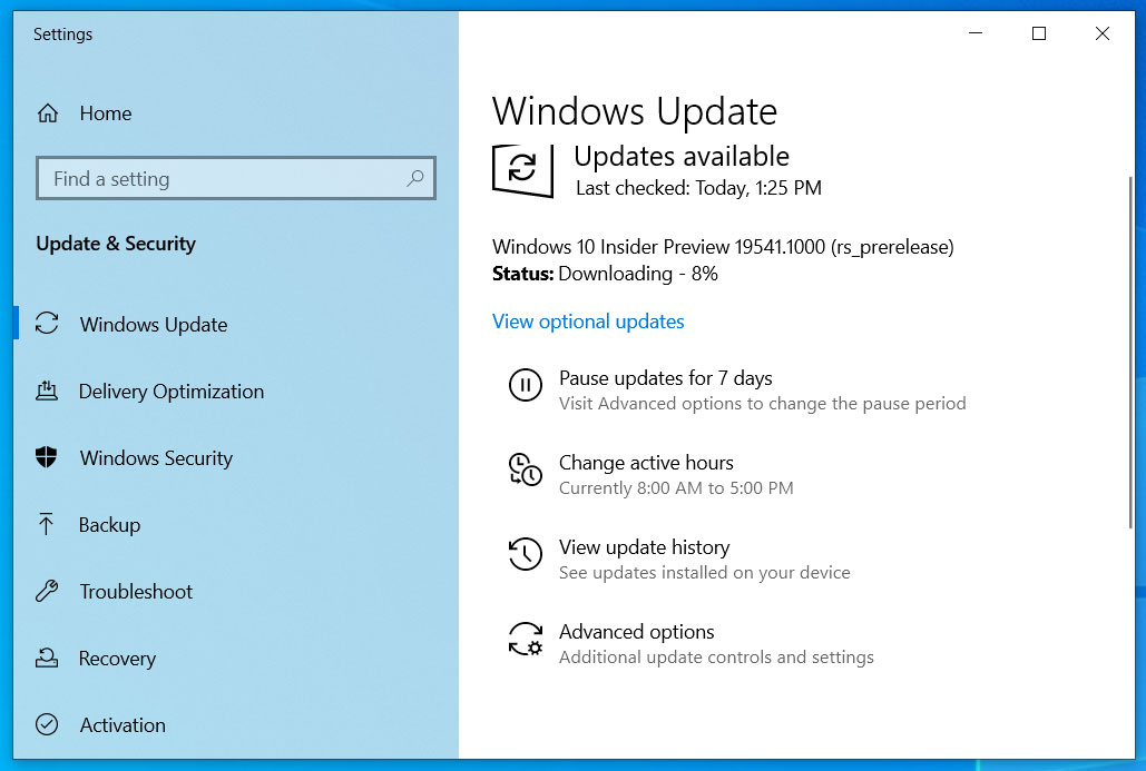 Windows 10 Insider Build 19541