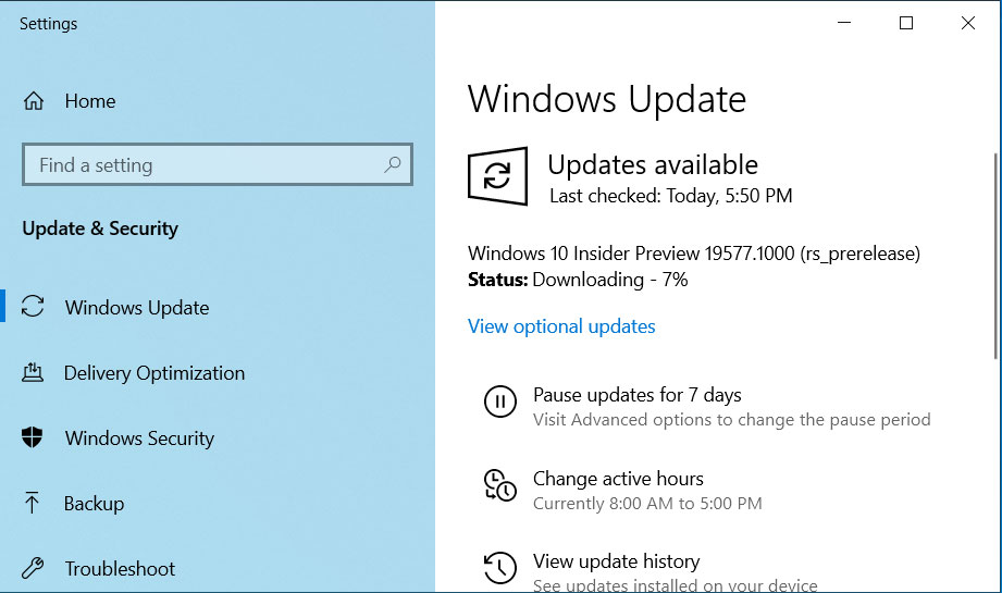 Windows 10 Insider Build 19577