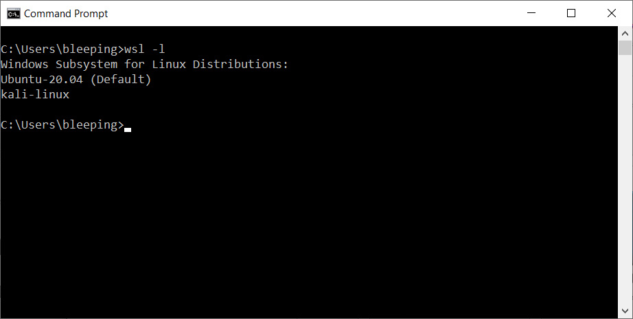 Run Linux commands from cmd.exe prompt in Windows 10