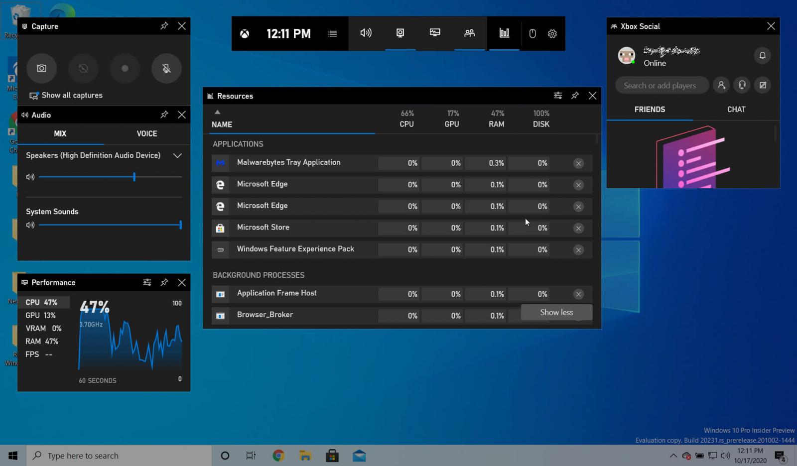 Windows 10's Xbox Game Bar adds a widget store and much-needed