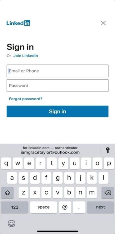 Microsoft Authenticator autocompletar una contraseña