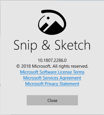 Snip & Sketch Build Number