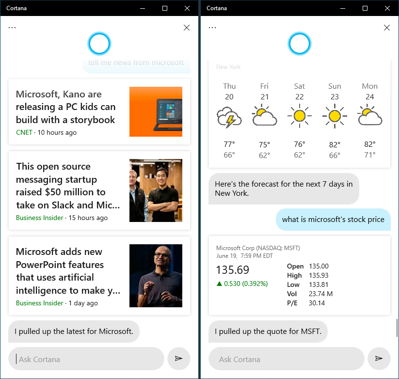 New Cortana experience