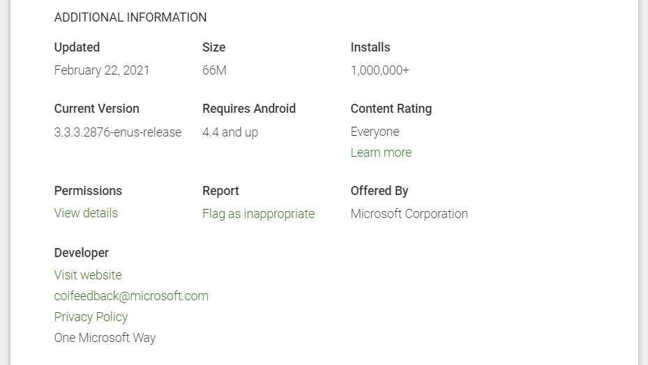 Microsoft Cortana downloads on Google Play