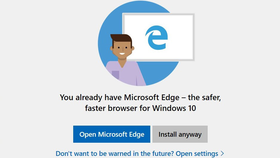 Edge ad when installing a competing browser