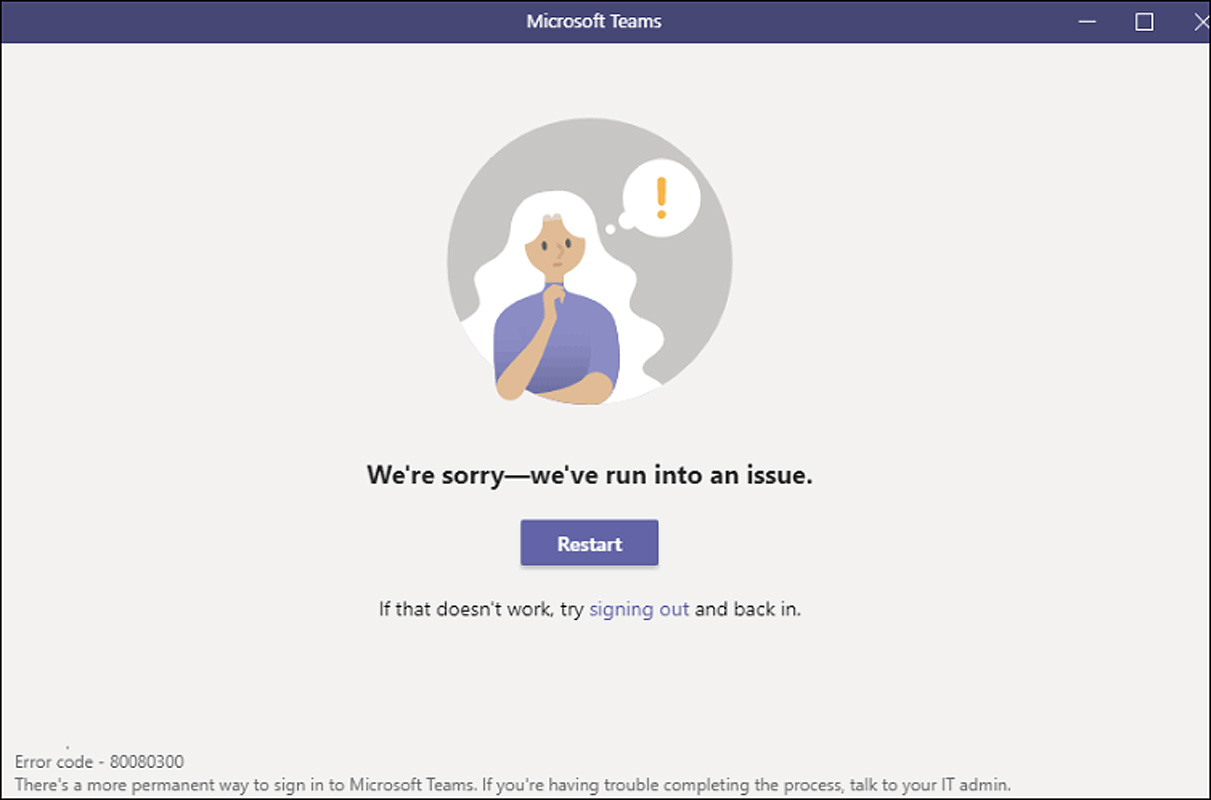 Error de Microsoft Teams 80080300