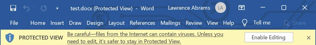 Tampilan Dilindungi Microsoft Office